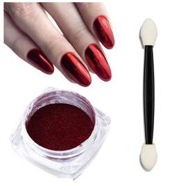 Pyłek do zdobienia paznokci czerwony nr 9105+Gratis Aplikator, 5gr
