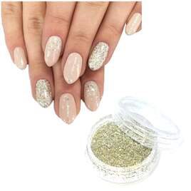 Pyłek do zdobienia paznokci jasny złoty szampański brokat