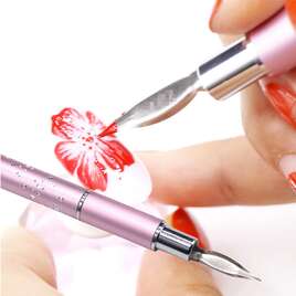 Stylograf, sonda, pióro do zdobień paznokci 5 wymiennych końcówek różowy