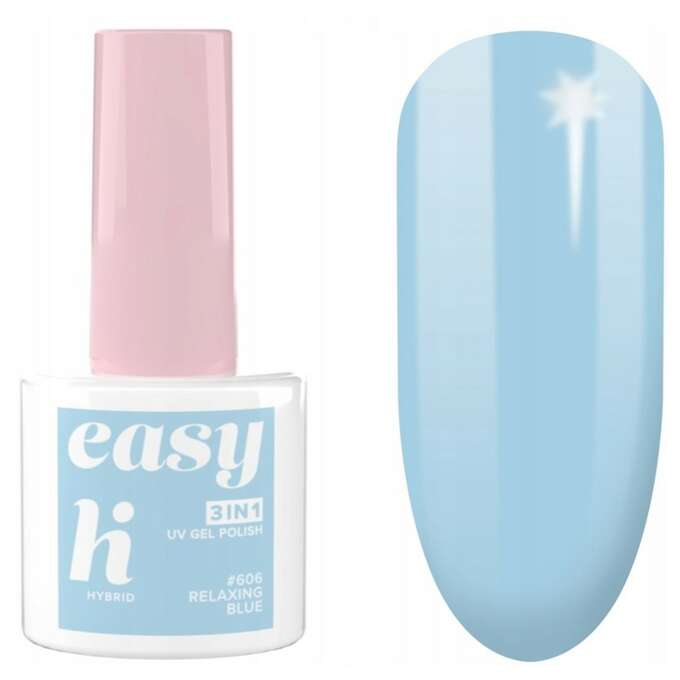 HI HYBRID EASY 3w1 Lakier hybrydowy #606 Relaxing Blue 5ml