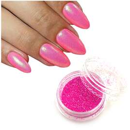 Pyłek do zdobień paznokci efekt syrenki ciemny różowy